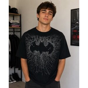 Batman Shirt 2XL Black DC Comics Superhero Bruce Wayne Y2k Style‎ Cracked